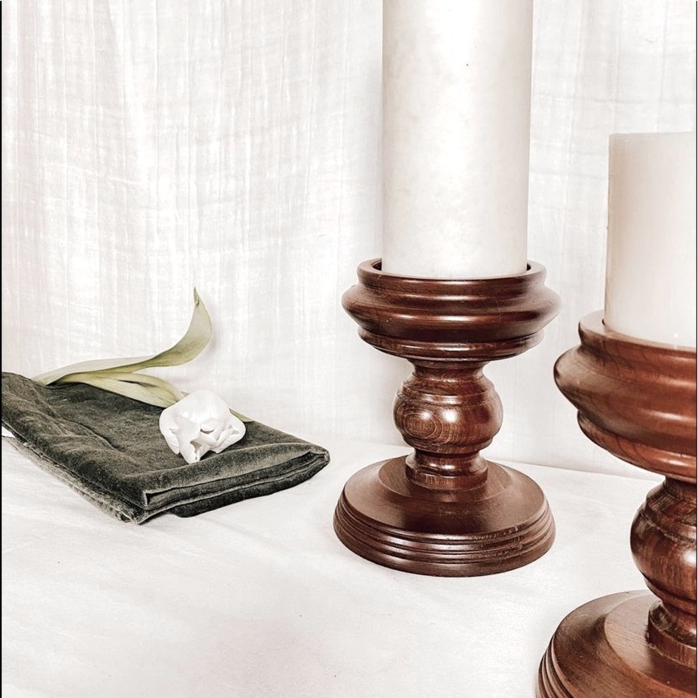 Set of 2 beautiful wood candle holders